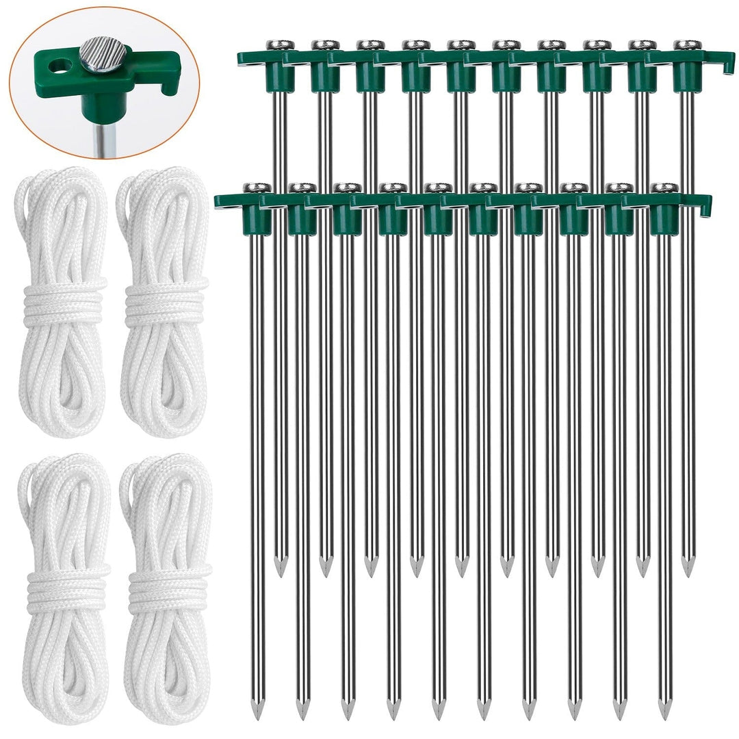 20-Piece: 9.8-Inch Tent Pegs Ropes Set Image 4