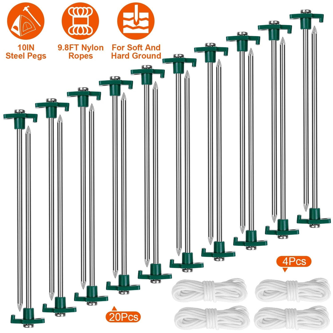 20-Piece: 9.8-Inch Tent Pegs Ropes Set Image 7