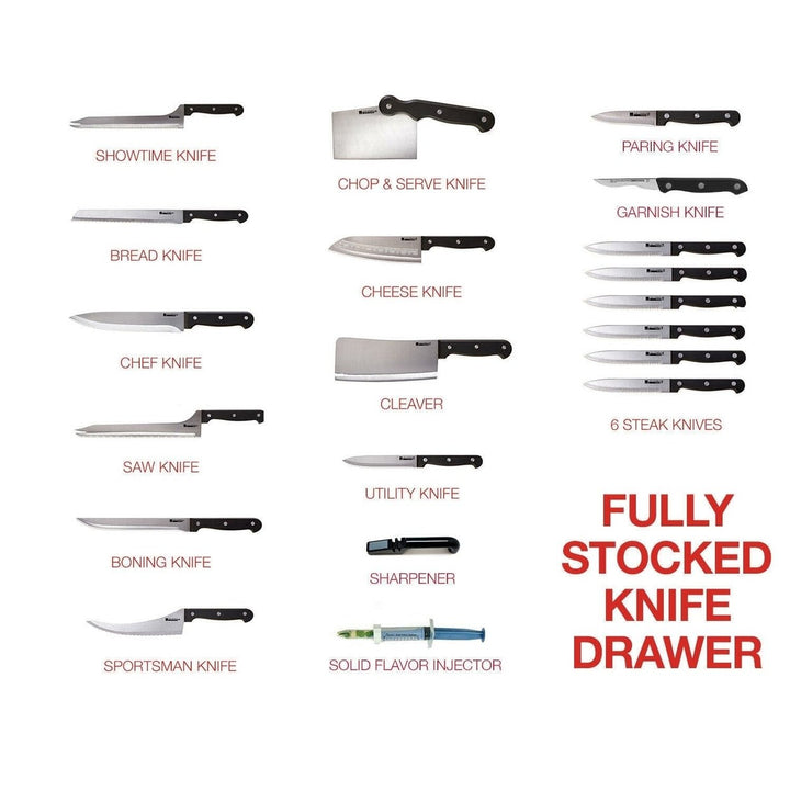 20-Piece: Ronco Full-Tang Handle Professional Kitchen Knife Set Image 2