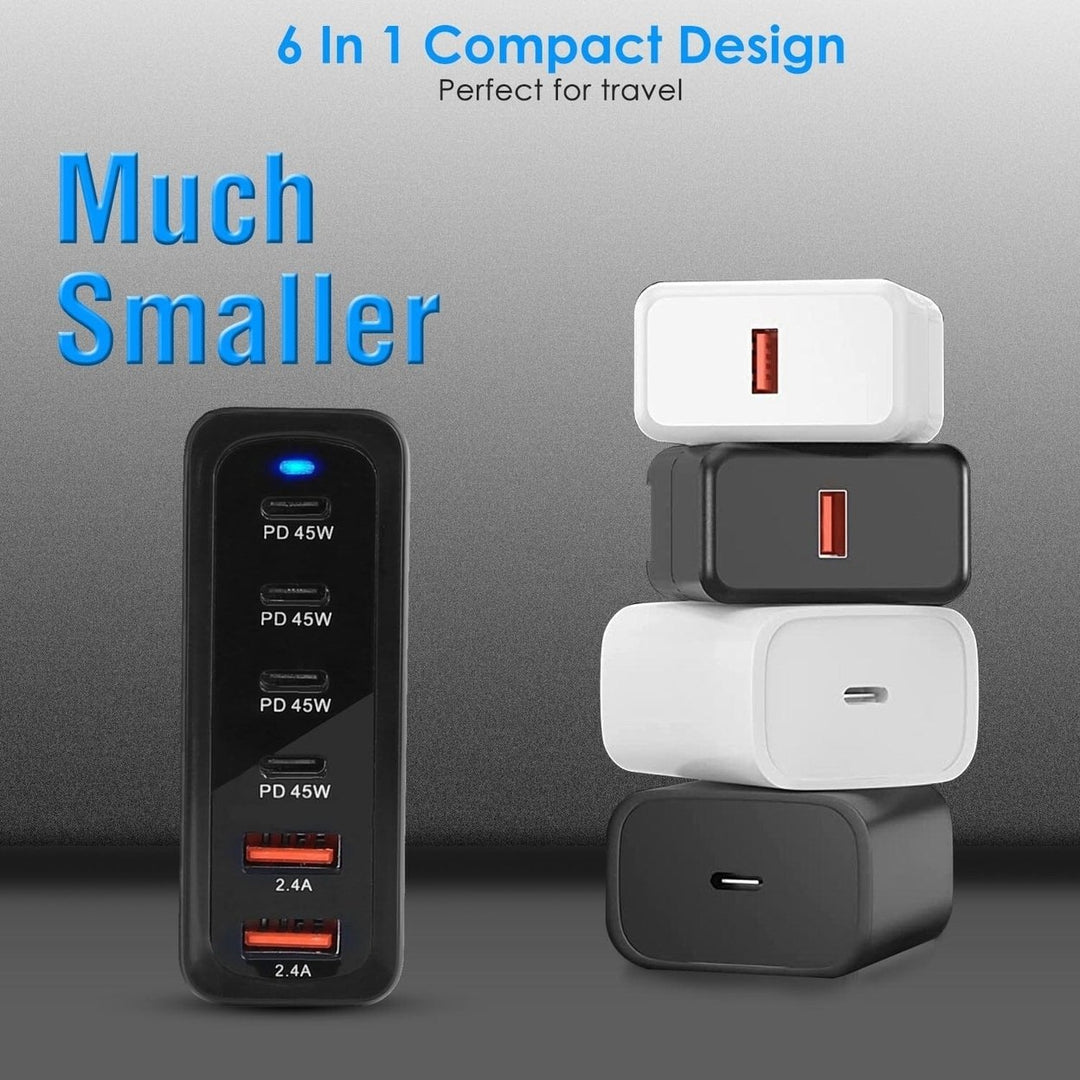 200W Fast Wall Charger with 6 Charging Ports Desktop USB Charging Station Image 12