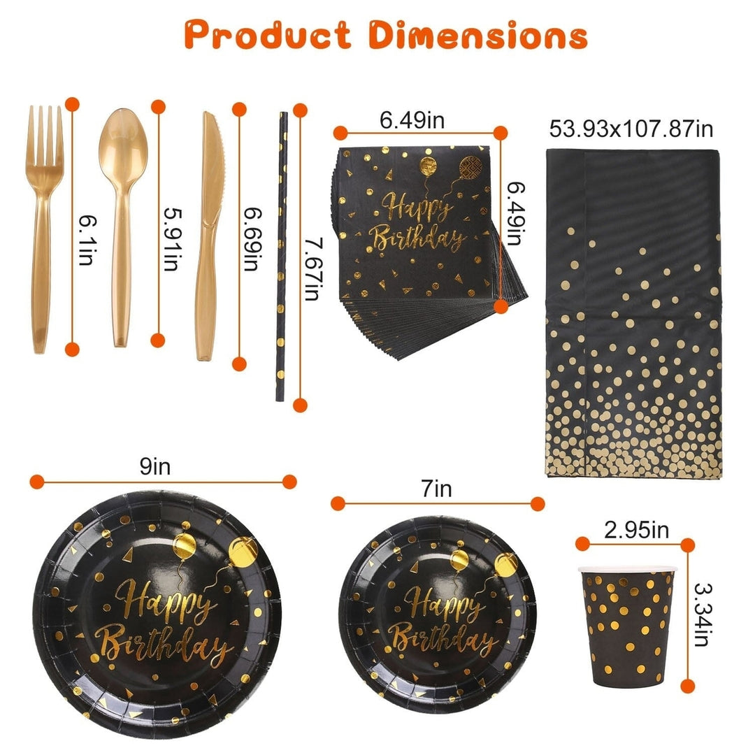 201 Pieces: Black Gold Disposable Dinnerware Set Image 10