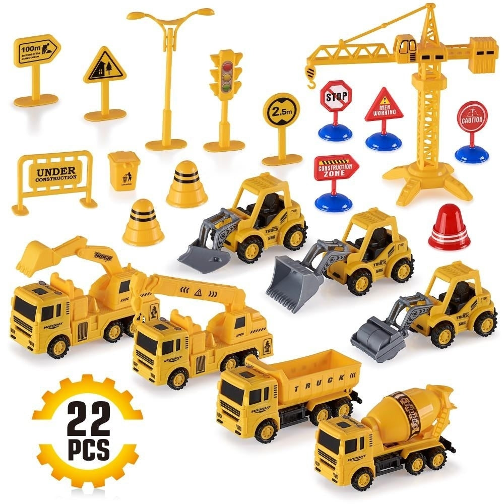 22-Piece: Construction Trucks Toy Set Toys for Kids Image 1