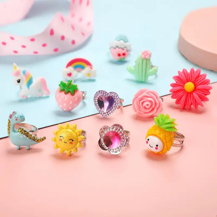 24 Adorable Pink Sheep Little Girl Jewel Rings Image 3