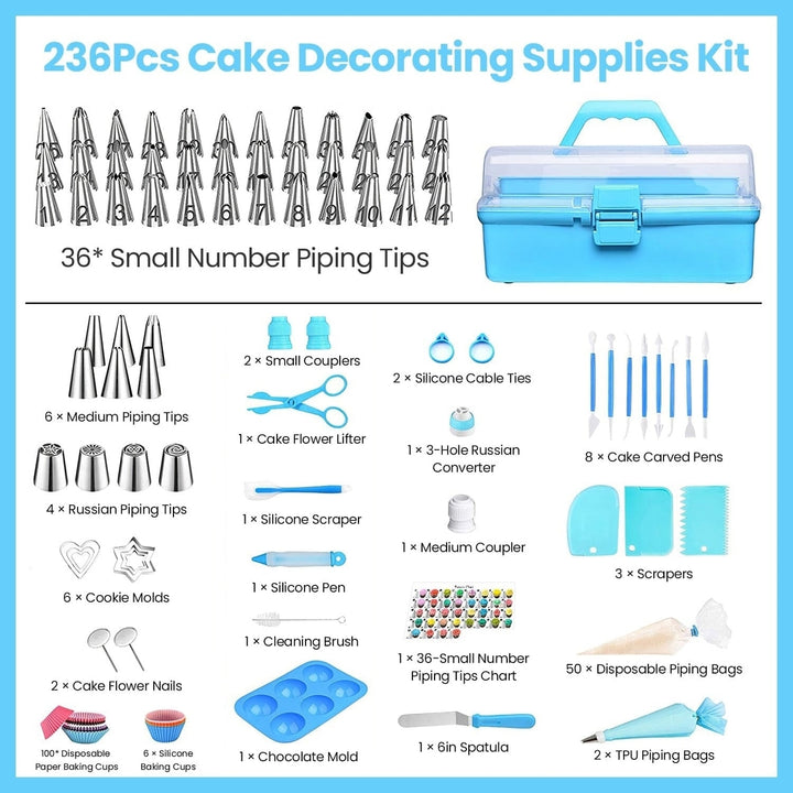 236-Pieces: Cake Decorating Kit Baking Tool with Piping Tips Couplers Image 8