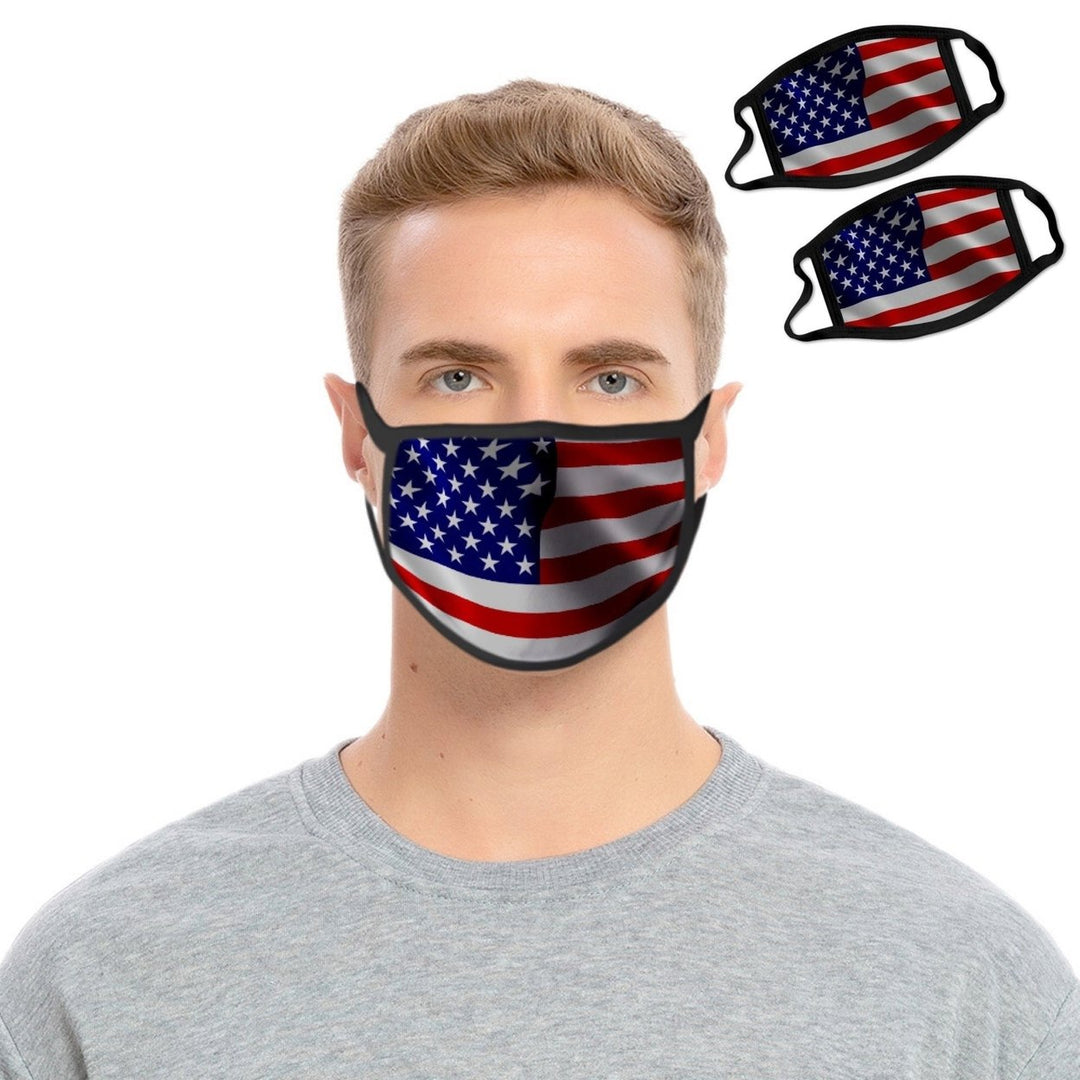 2-Pack: USA American Flag Reusable Washable Mask Image 1