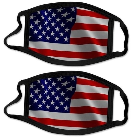 2-Pack: USA American Flag Reusable Washable Mask Image 2