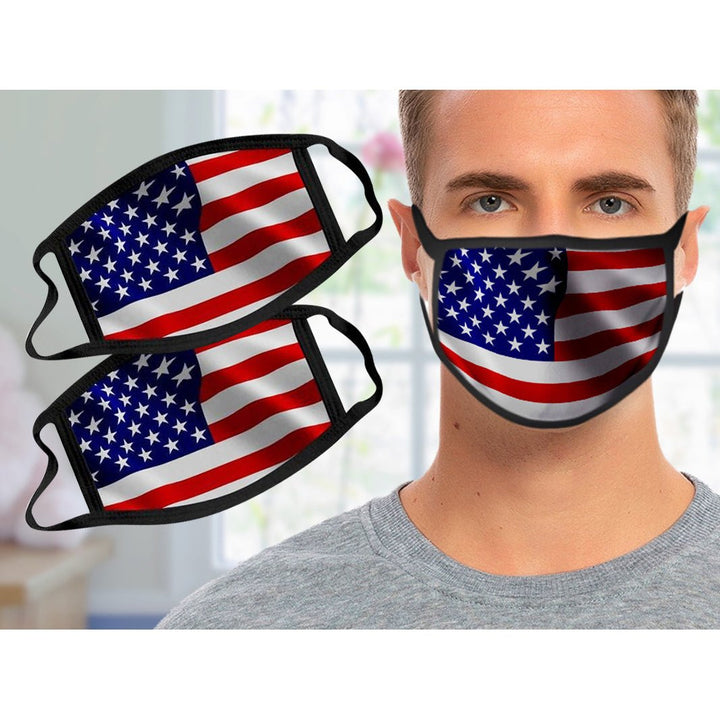 2-Pack: USA American Flag Reusable Washable Mask Image 3