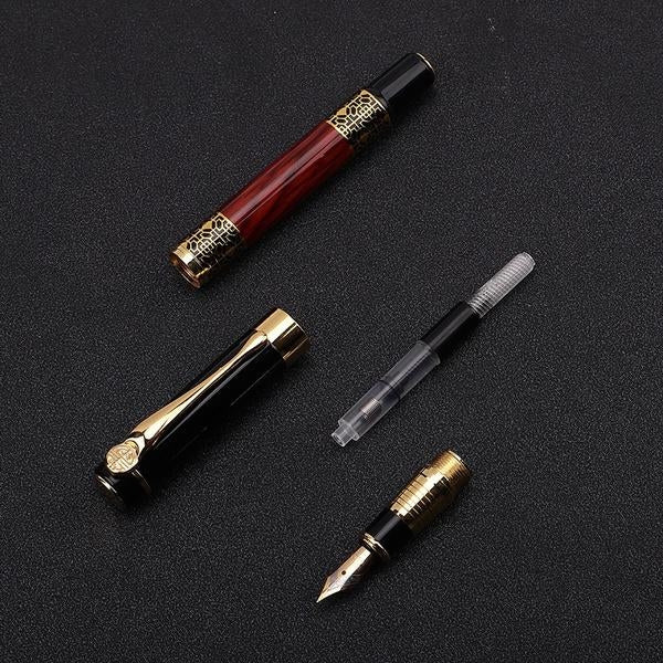 2-Pack: Wood Grain Classical Fountain Pen Ballpoint Pen Image 3