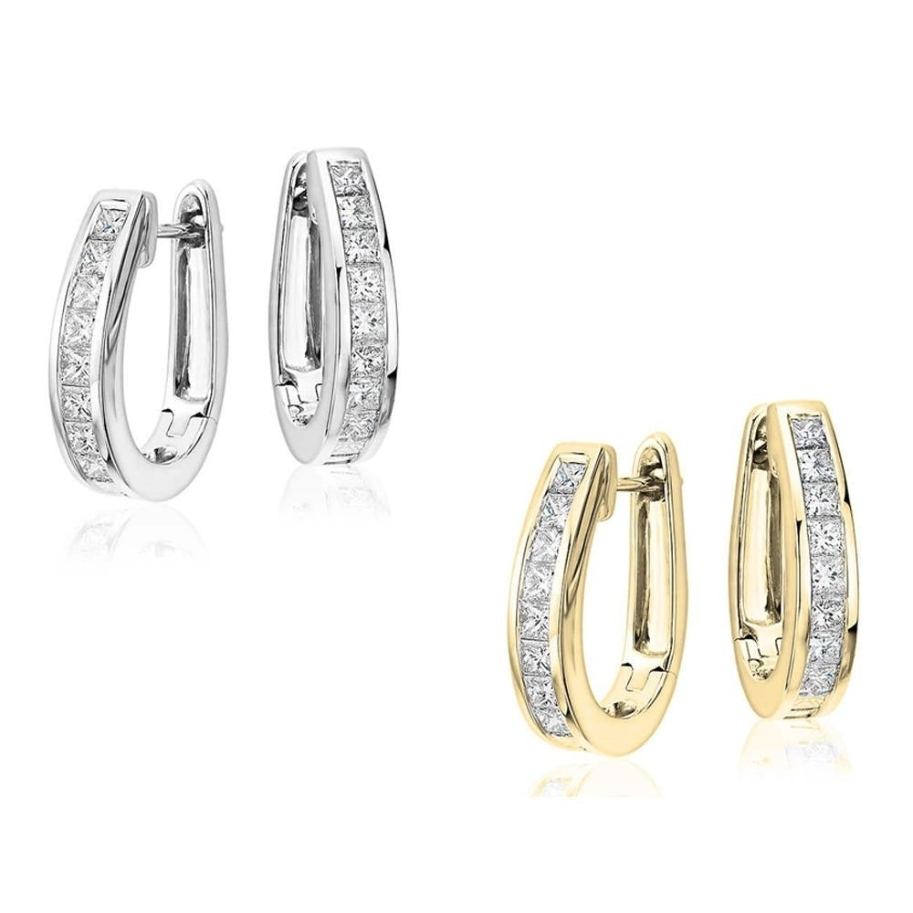 2-Pair: Oval Crystal Hoop Earrings Image 1