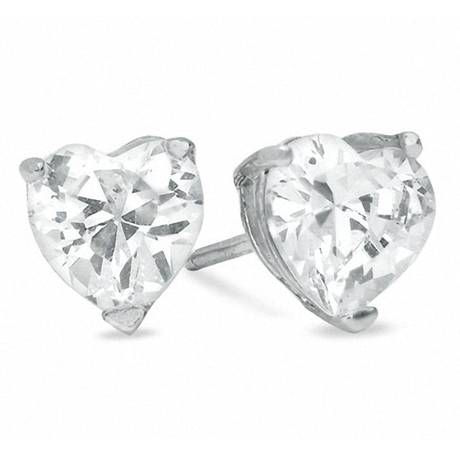 2-Pairs: 6mm Heart-Shaped Cubic Zirconia Stud Earrings Image 1