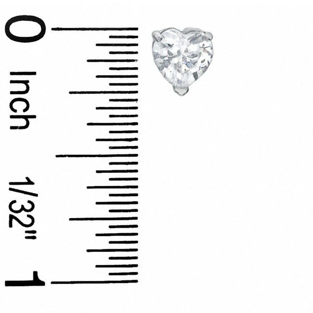 2-Pairs: 6mm Heart-Shaped Cubic Zirconia Stud Earrings Image 2