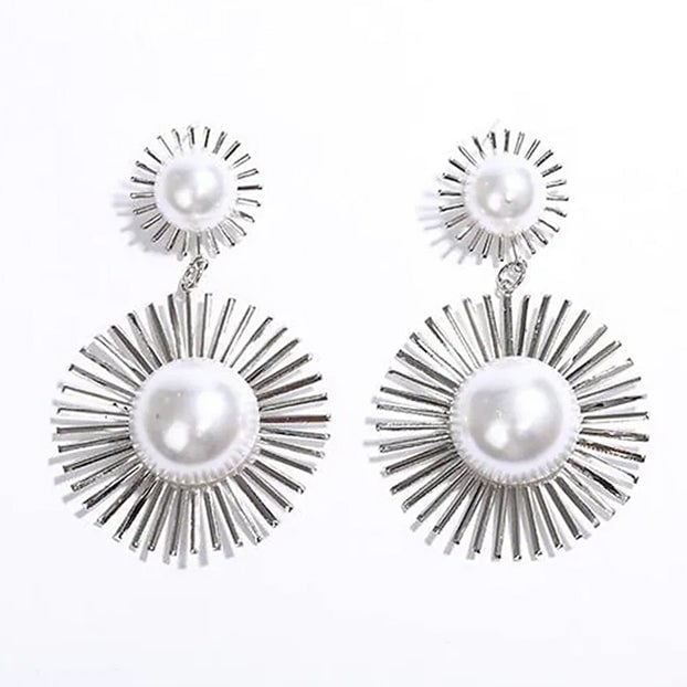 2-Pairs: Womens Imitation Pearl Alloy Earrings Image 2