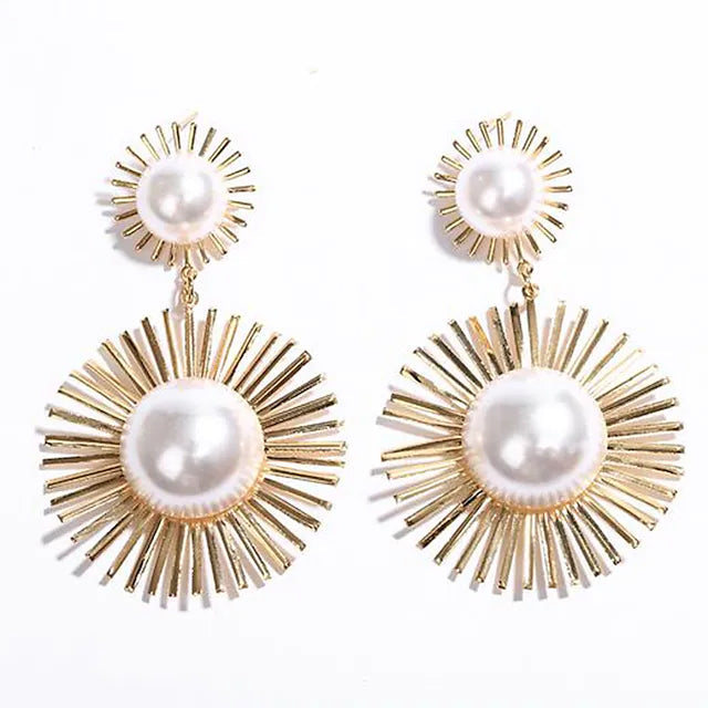 2-Pairs: Womens Imitation Pearl Alloy Earrings Image 3