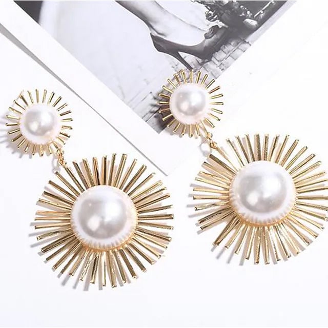 2-Pairs: Womens Imitation Pearl Alloy Earrings Image 4