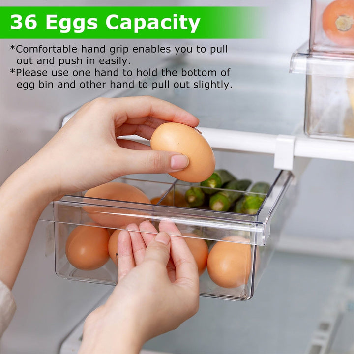 2-Piece: Refrigerator Egg Drawer 36 Egg Capacity Snap On Hanging Storage Tray Image 9