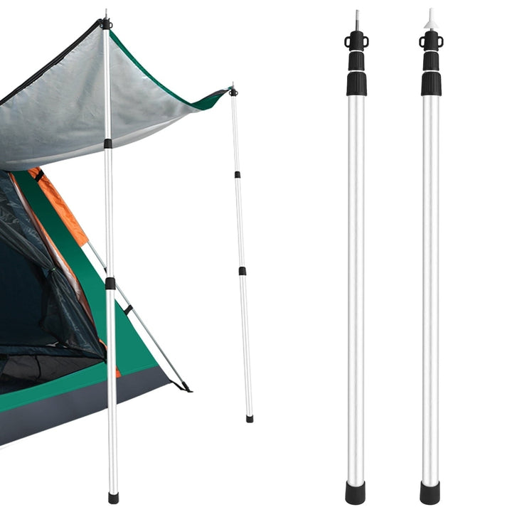 2-Piece: Telescoping Tarp Poles Portable Aluminum Awning Poles Image 1