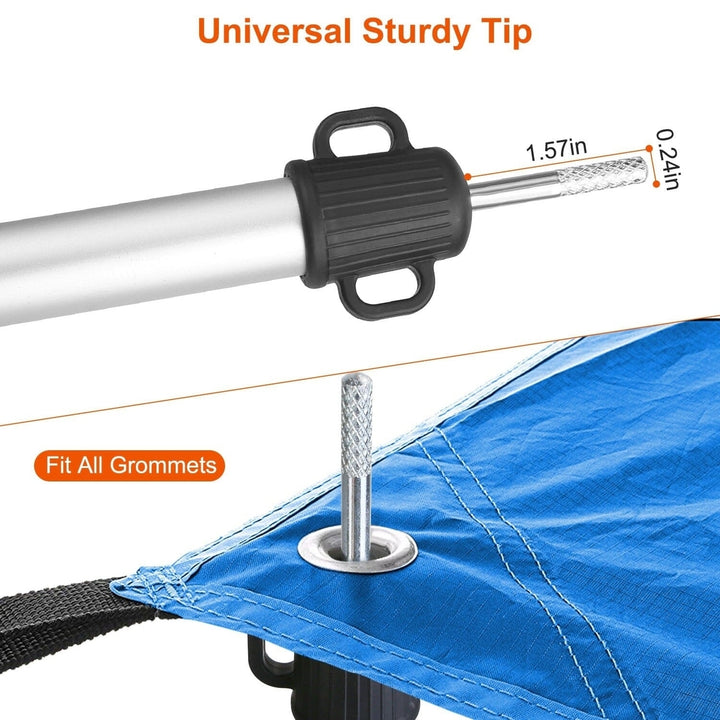 2-Piece: Telescoping Tarp Poles Portable Aluminum Awning Poles Image 8