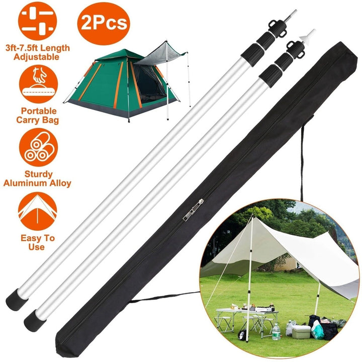 2-Piece: Telescoping Tarp Poles Portable Aluminum Awning Poles Image 11