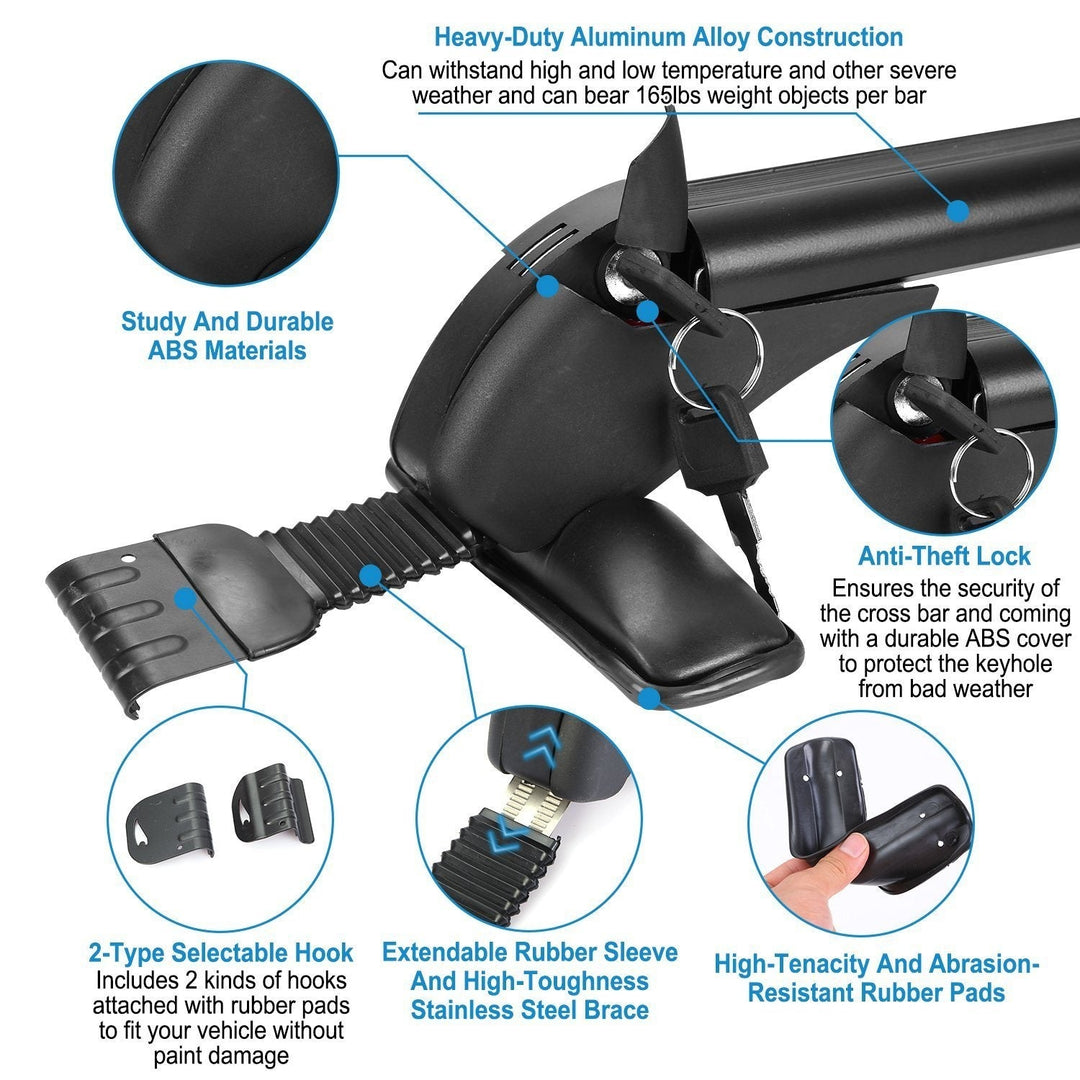 2-Piece: Universal 110CM/43-Inch Car Roof Rack Cross Bar Image 4
