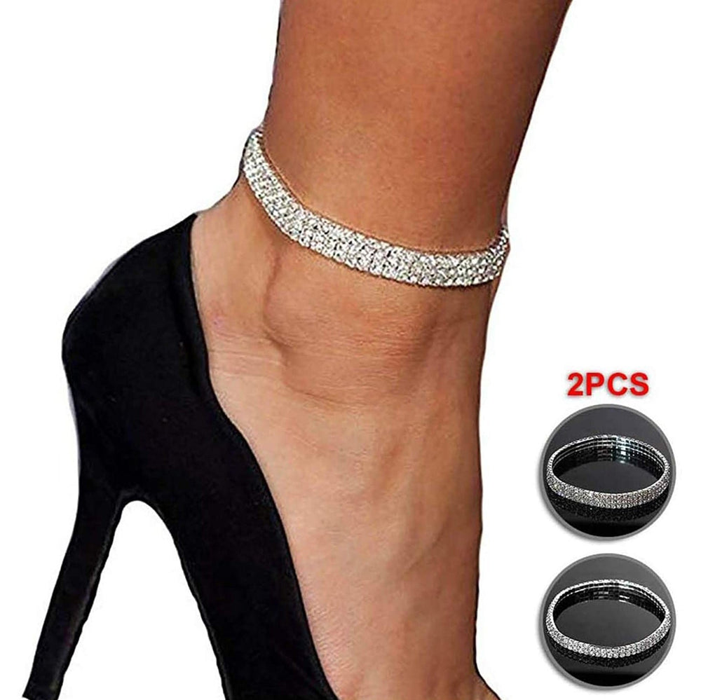 2-Piece: Womens Twinkle Diamond Anklet Image 2