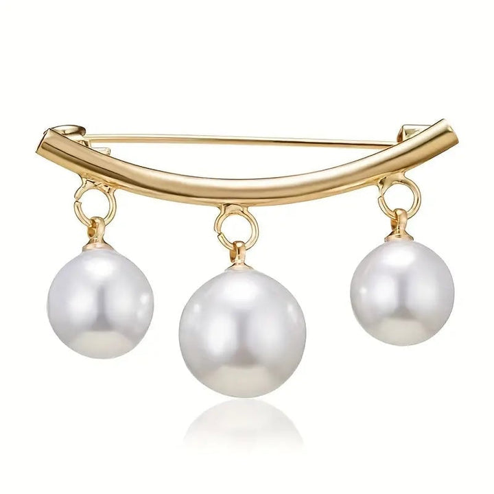 2-Pieces: Faux Pearl Neck Tie Pin Buckle Faux Pendant Image 3