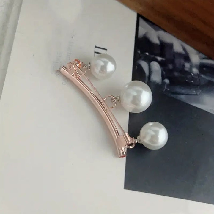 2-Pieces: Faux Pearl Neck Tie Pin Buckle Faux Pendant Image 4