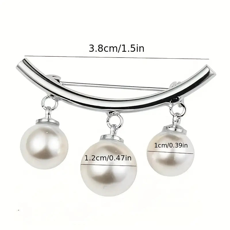 2-Pieces: Faux Pearl Neck Tie Pin Buckle Faux Pendant Image 6