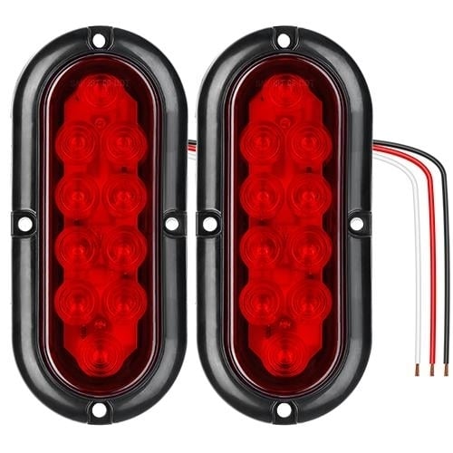 2-Pieces: Oval LED Brake Light 10 LED Lamp Stop Turn Tail Light Image 1