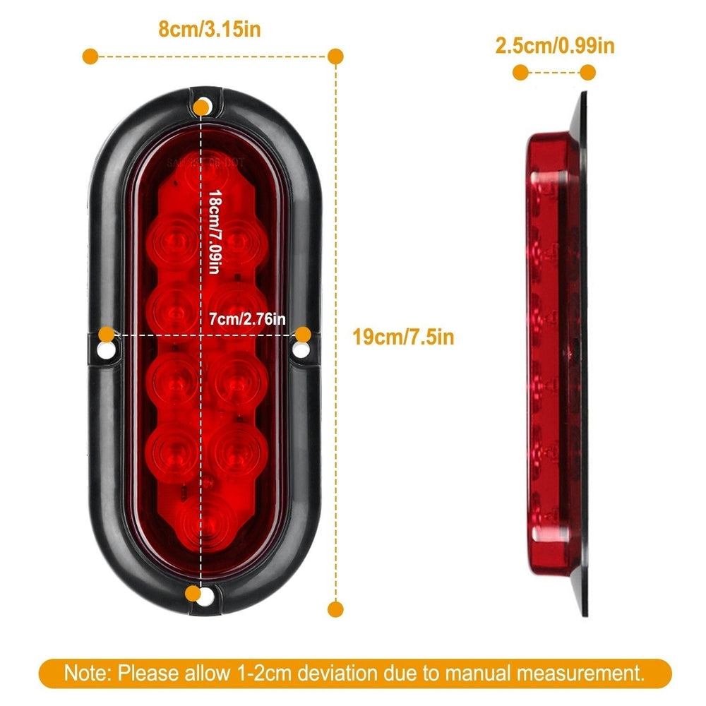 2-Pieces: Oval LED Brake Light 10 LED Lamp Stop Turn Tail Light Image 2