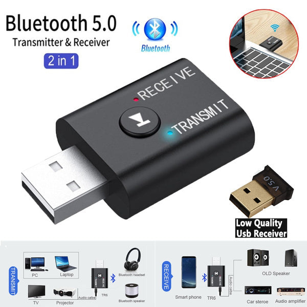 2-Piece: 2-in-1 USB Wireless Bluetooth Adapter 5.0 Transmitter Image 7