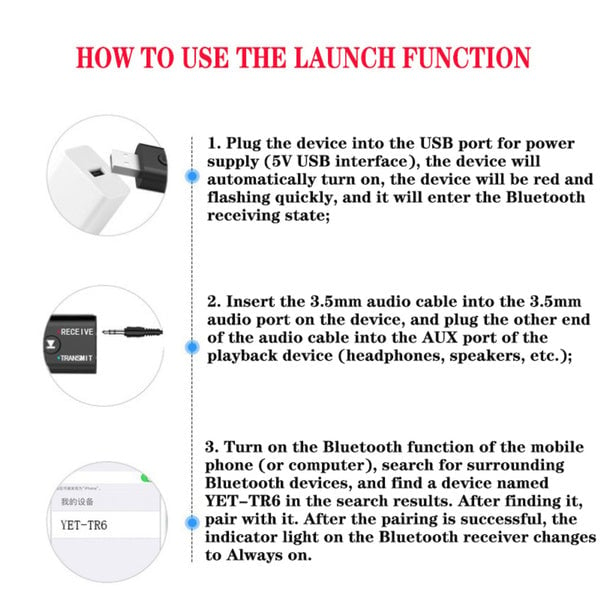 2-Piece: 2-in-1 USB Wireless Bluetooth Adapter 5.0 Transmitter Image 10