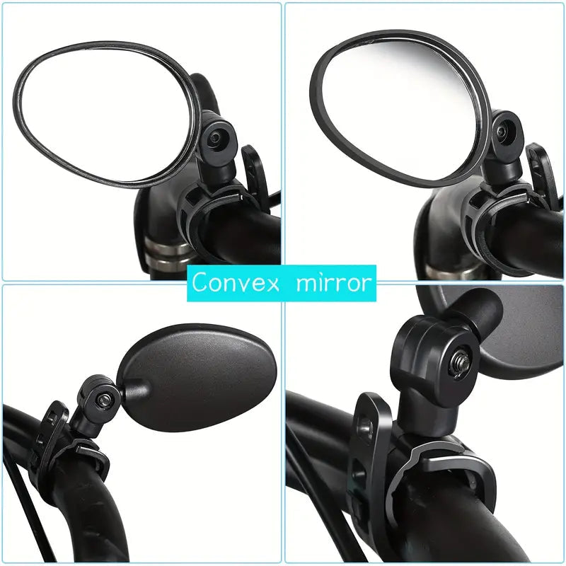 2-Piece: 360 Adjustable Rotatable Handlebar Mirror - Wide Angle Bicycle Mirror Image 2