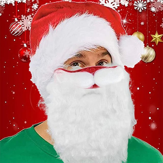 2-Piece: Adult Funny Cosplay Santa Claus Mask Face Image 1