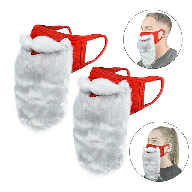 2-Piece: Adult Funny Cosplay Santa Claus Mask Face Image 2