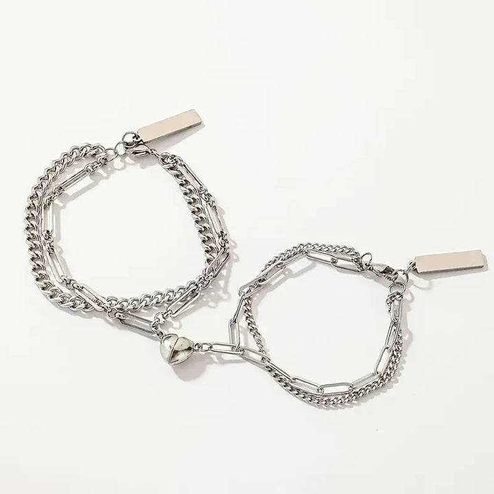 2-Piece: Lovers Titanium Steel Love Magnet Bracelet Image 2