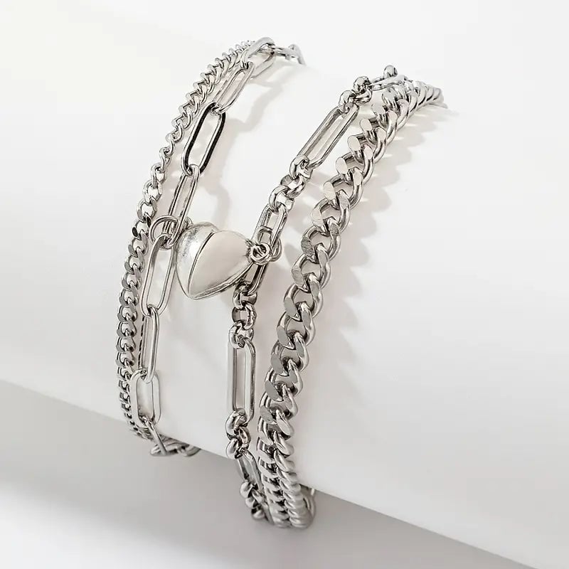 2-Piece: Lovers Titanium Steel Love Magnet Bracelet Image 3