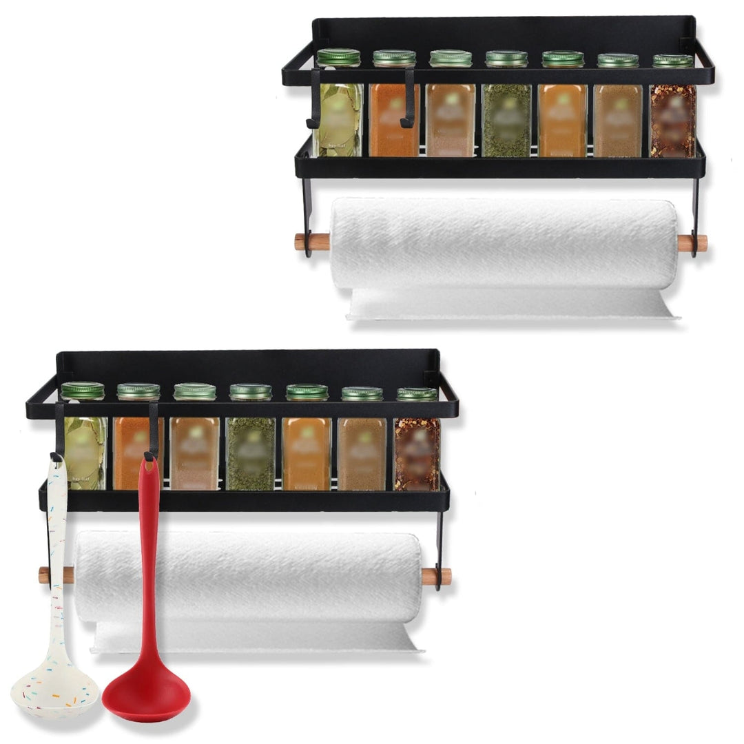 2-Piece: Magnetic Spice Racks for Refrigerator with Paper Towel Holder Image 3