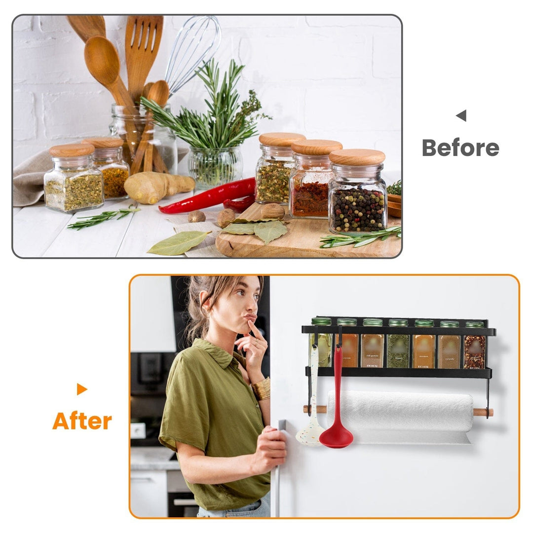 2-Piece: Magnetic Spice Racks for Refrigerator with Paper Towel Holder Image 10