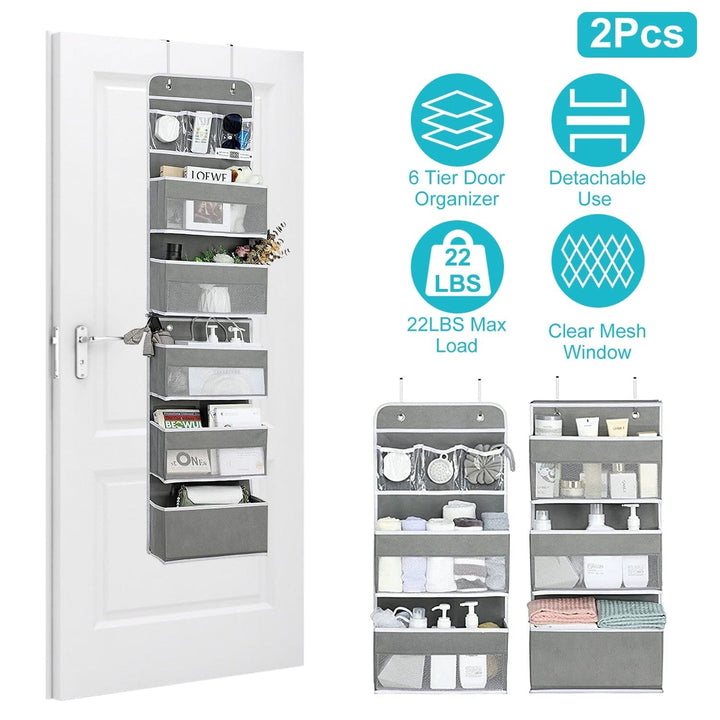 2-Piece: Over the Door Organizer 6-Tier Hanging Basket Image 7