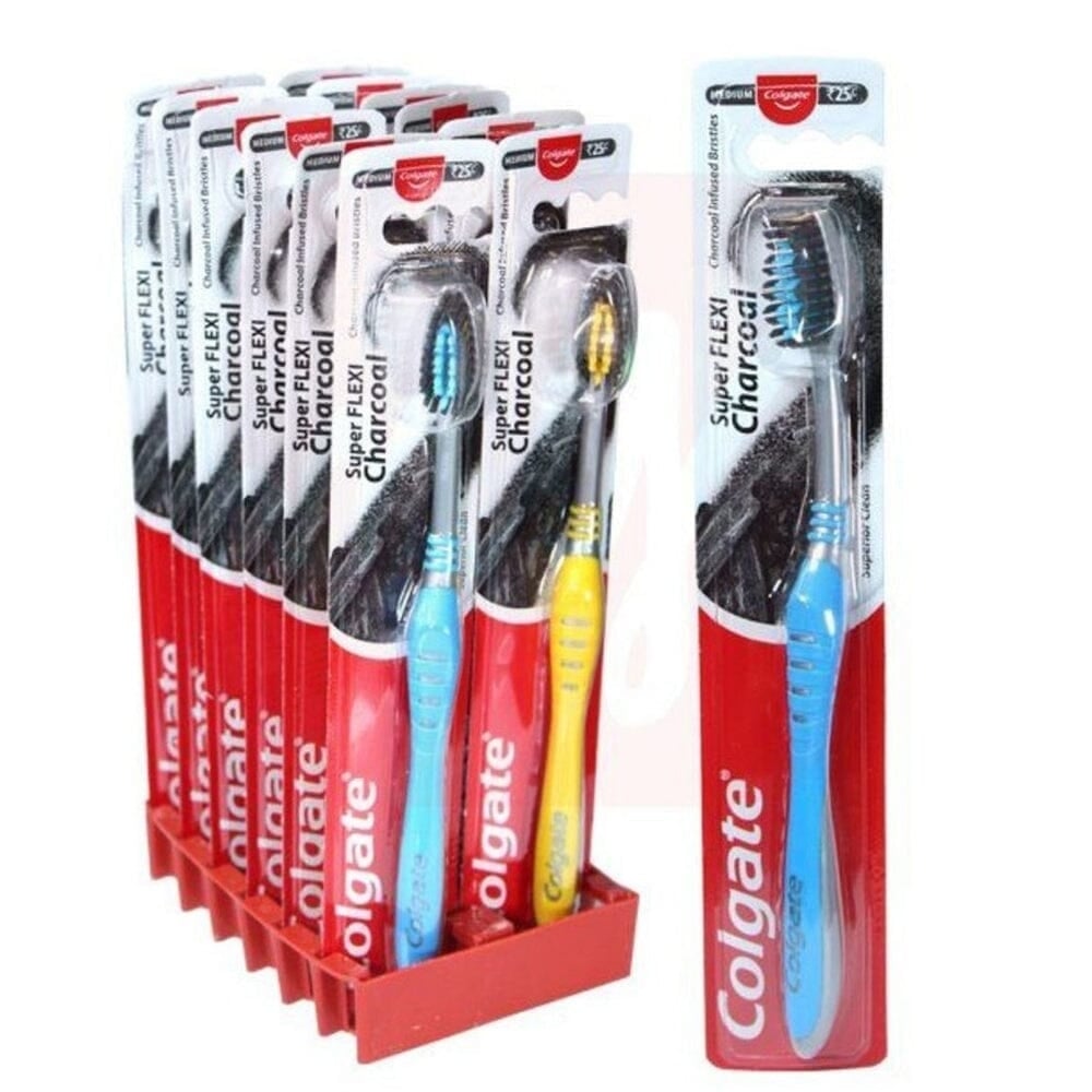 24-Pack: Colgate Super Flexi Charcoal Toothbrush Medium Image 1