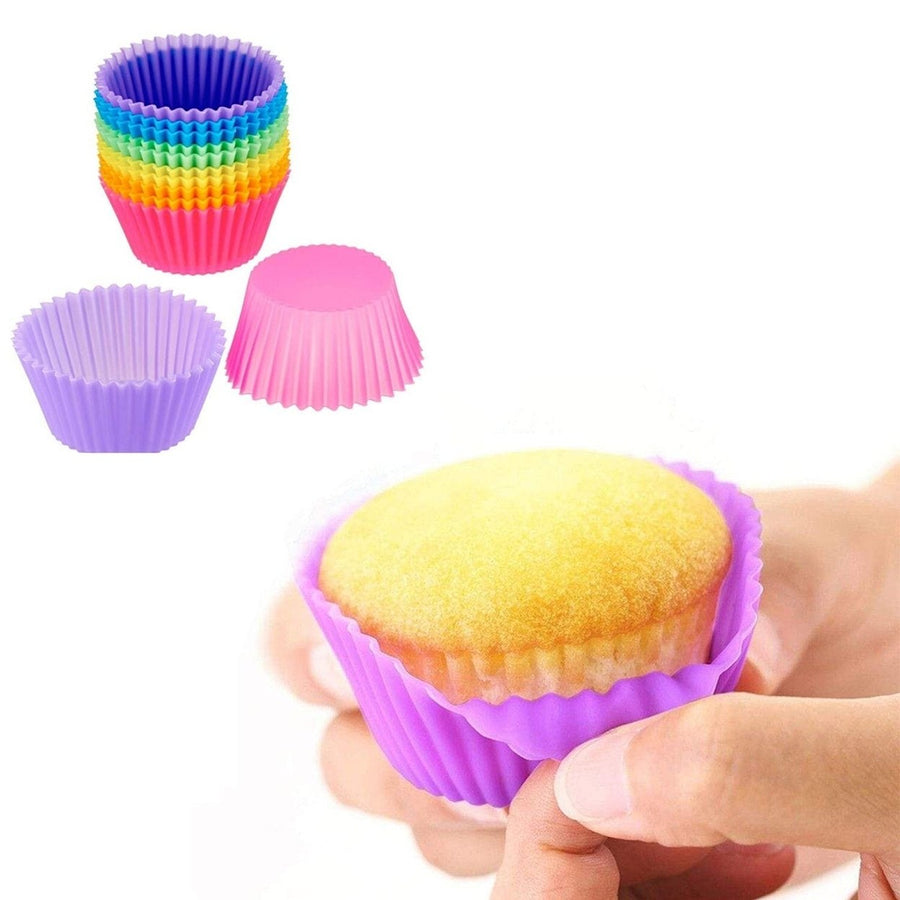 24-Pack: Multicolored Reusable Silicone Baking Cups Liner for Cupcakes and Muffins Image 1