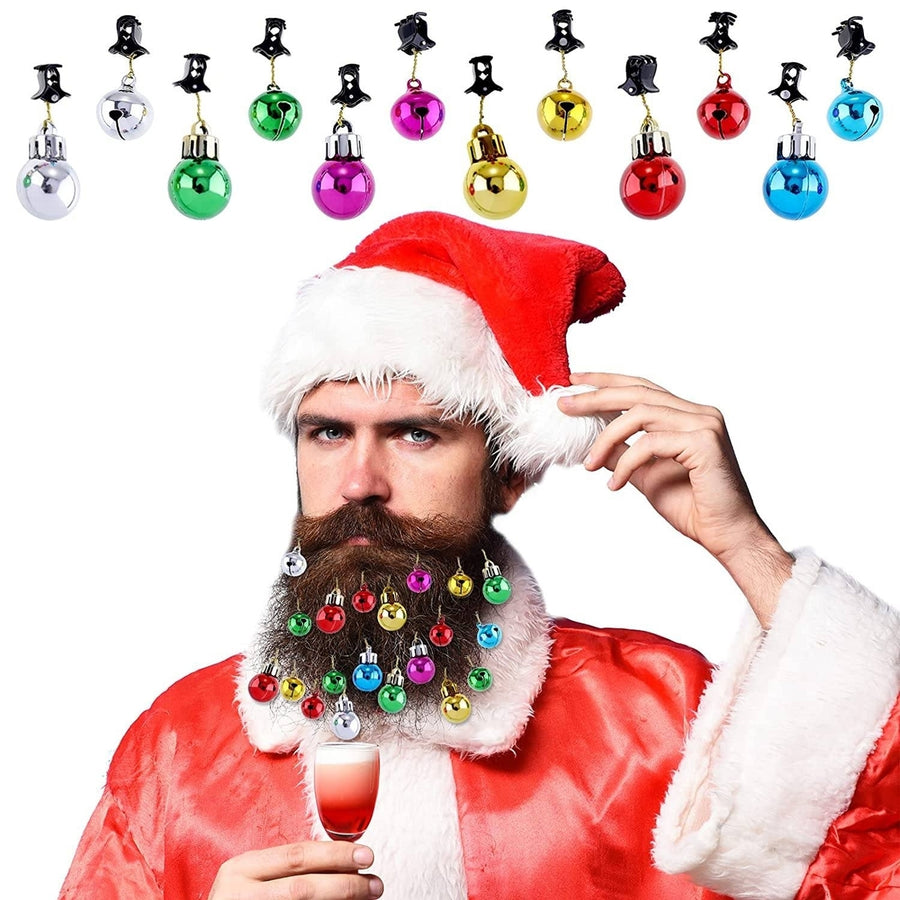 24-Piece: Christmas Beard Baubles Ornaments Santa Claus Beard Bells Image 1