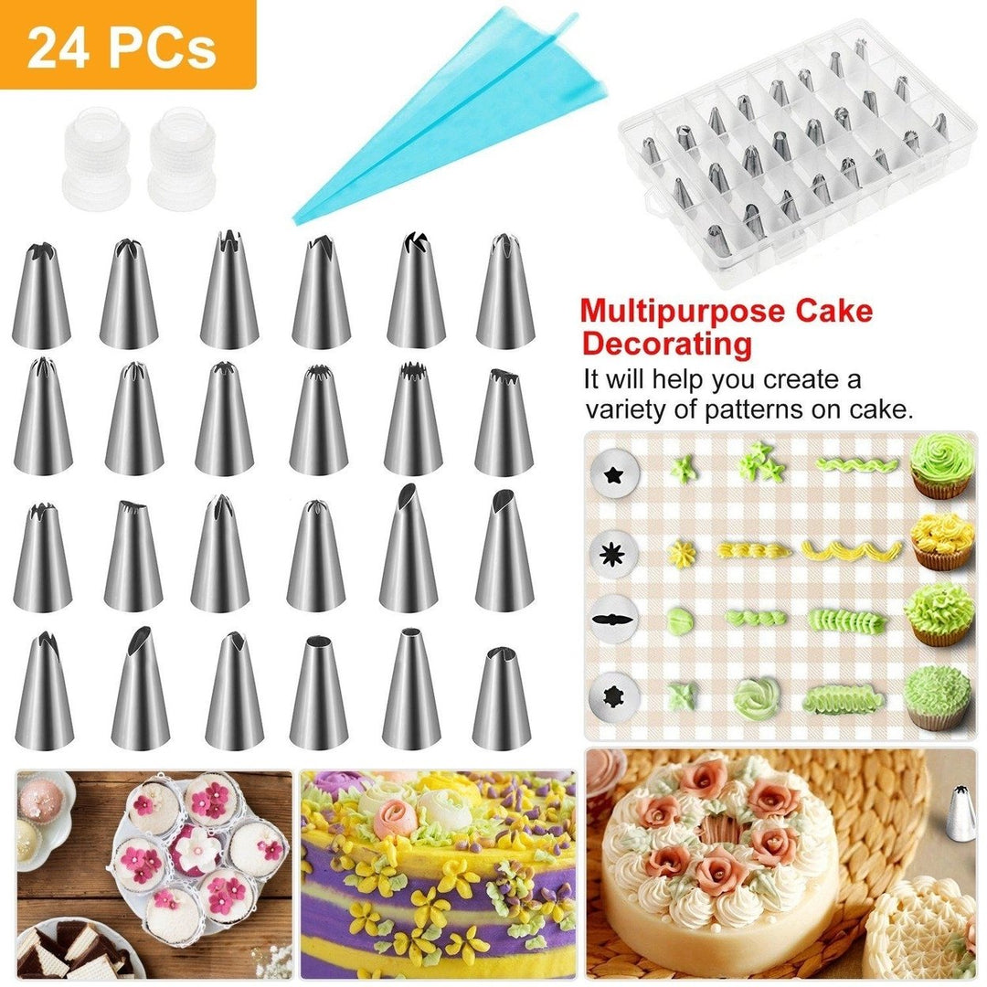 24-Piece: Stainless Steel Cake Decorating Supplies Kit Image 6