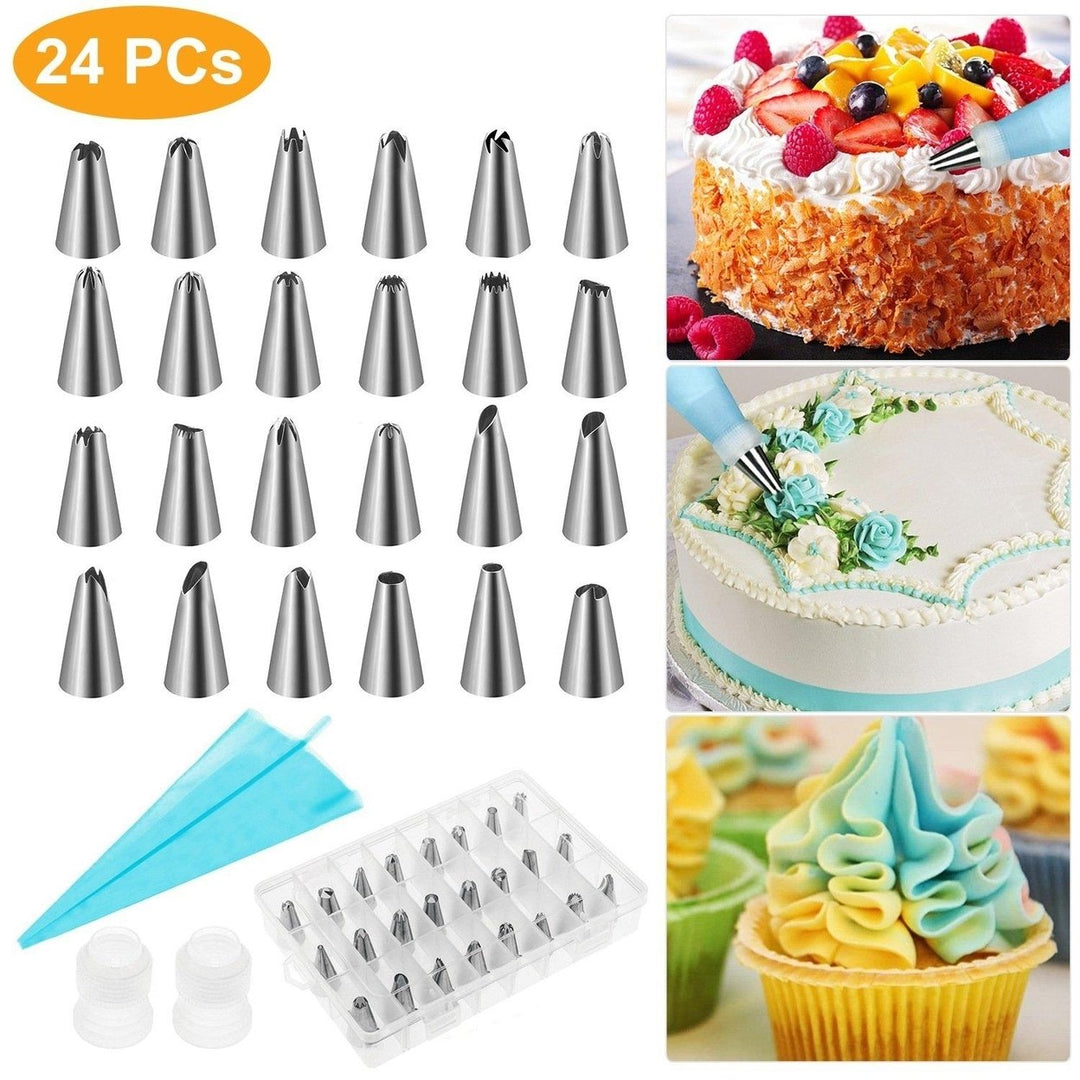 24-Piece: Stainless Steel Cake Decorating Supplies Kit Image 11