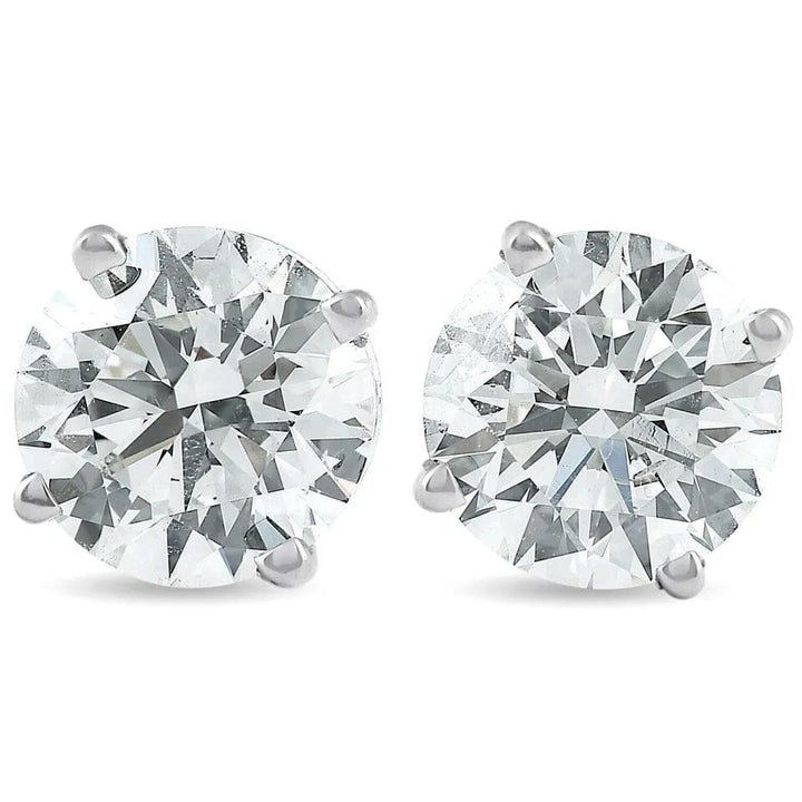 2Ct TW Round Lab Grown Diamond Studs 14K White Gold with Screw Backs Image 1