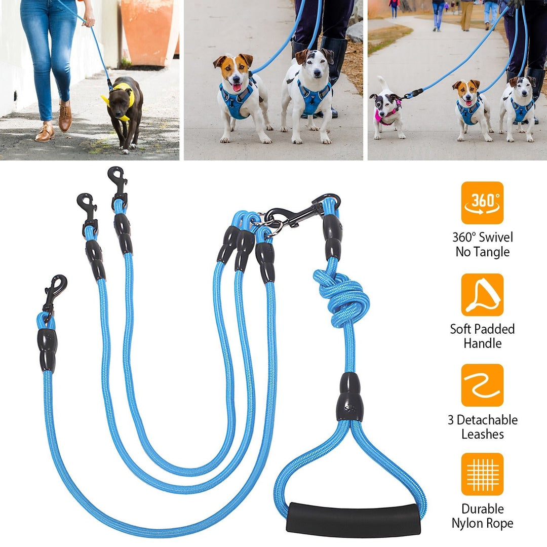 3 Dog Leash Traction Rope Walking Training Lead with Padded Handle Image 2