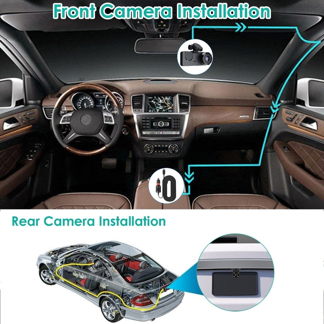 3 Channel Dash Cam Front Inside Rear Vehicle Driving Recorder Car DVR Image 12