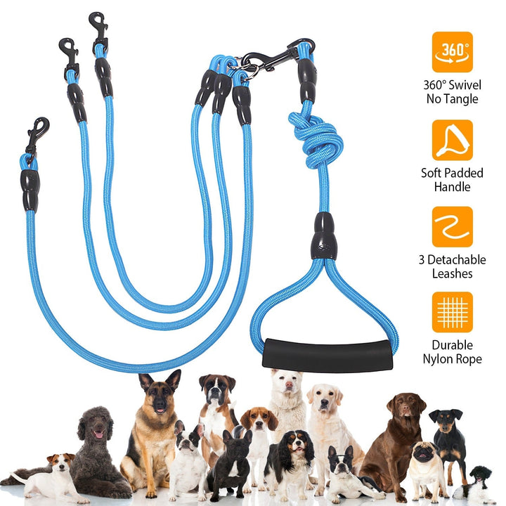 3 Dog Leash Traction Rope Walking Training Lead with Padded Handle Image 3