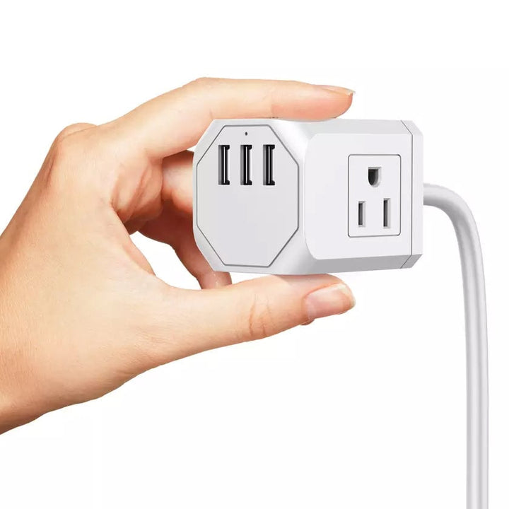 3 Wall Outlets with 3 USB Ports (5ft cord) Image 1