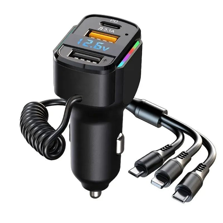 3-in-1 65W 3-port USB PD Fast Car Charger Image 1